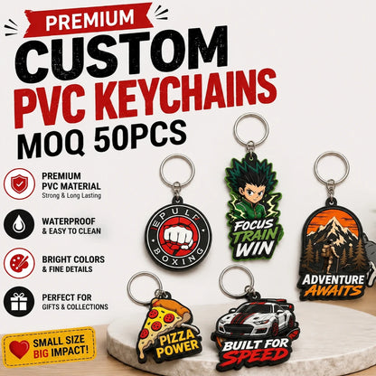 Custom PVC Keychain Personalized Soft Rubber Keyring 3D Logo Bulk Wholesale Promotional Custom Shape Keychain MOQ 50PCS