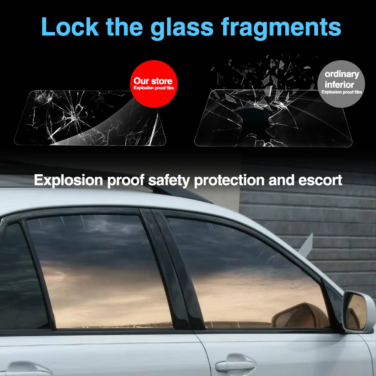 1/3M Car Gradient Car Film Frontside Side Windshield UV Protected Heat Insulation Color Change Film Exterior Accessories
