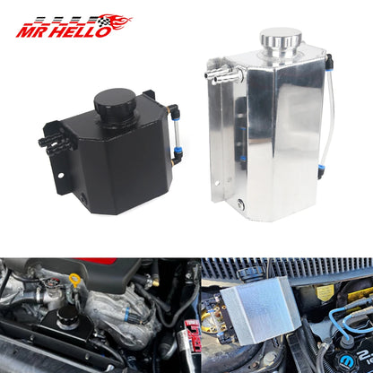Universal 1L/2L Aluminum Oil Catch Can Reservoir Tank Engine Coolant Radiator Overflow Oil Fuel Tank With Drain Plug Breather