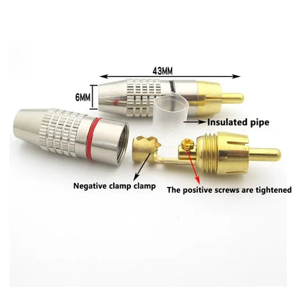 4/10Pcs RCA Connector Solder-Free Male Plug Adapter for Audio Video CCTV Camera Cable Plug