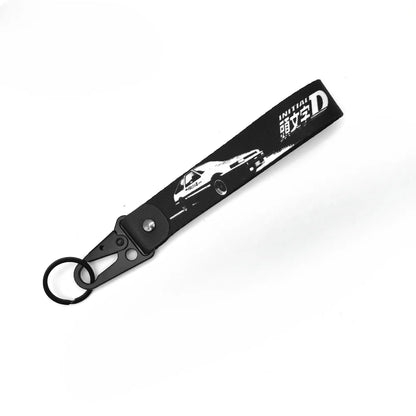 Newest JDM Style Car Keychain Nylon Initial D Gift Lanyard Keyring Auto Key Steel Spring Clip Key Starp Key Pendant