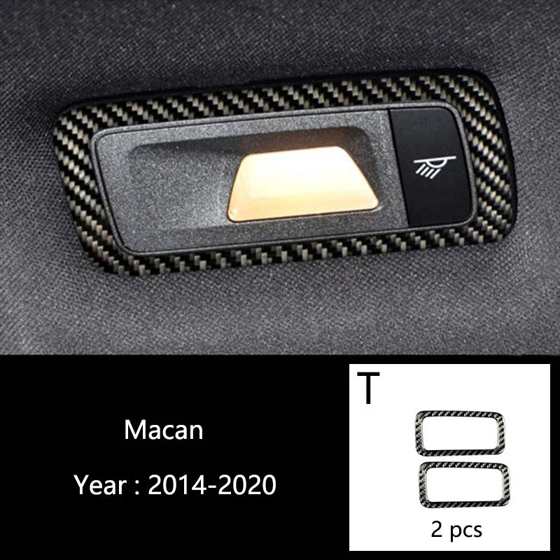 Accessories For Porsche Macan Carbon Fiber Car Inner Control Gear Shift Panel Water Cup Holder Cover Trim Decoration Car Sticker