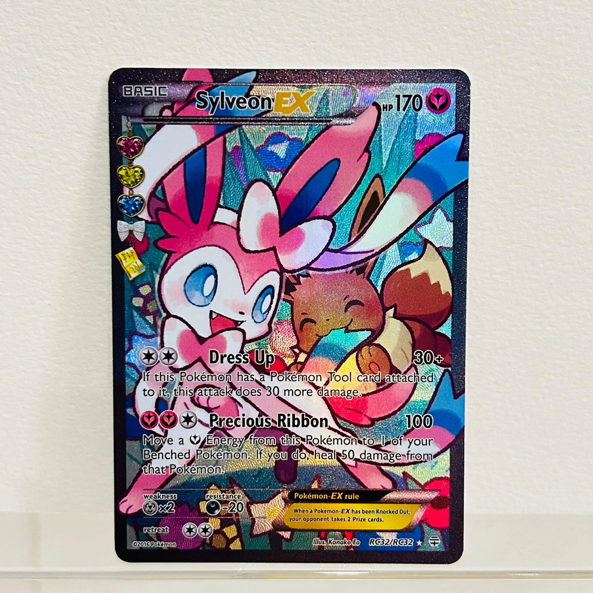 Sylveon EX RC32/RC32 English Card Holographic Foil Texture DIY Premium Anime Collection Card