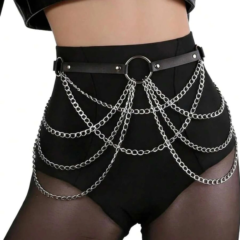 Women's Fashion Harness Belt PU Leather Harness Belts Gothic Exotic Adjustable Waistband Daily Wear Clothing Accessories