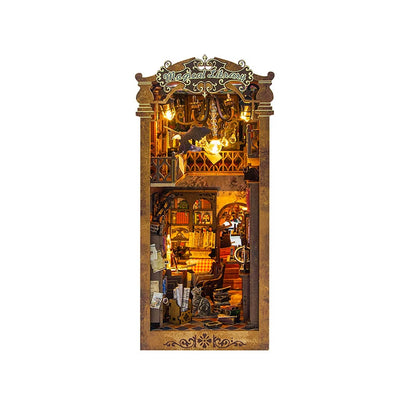 DIY Magic Library 3D Puzzle Bookend Building Model Miniature Architecture Kit Stress Relief Halloween Gift for Book Lovers
