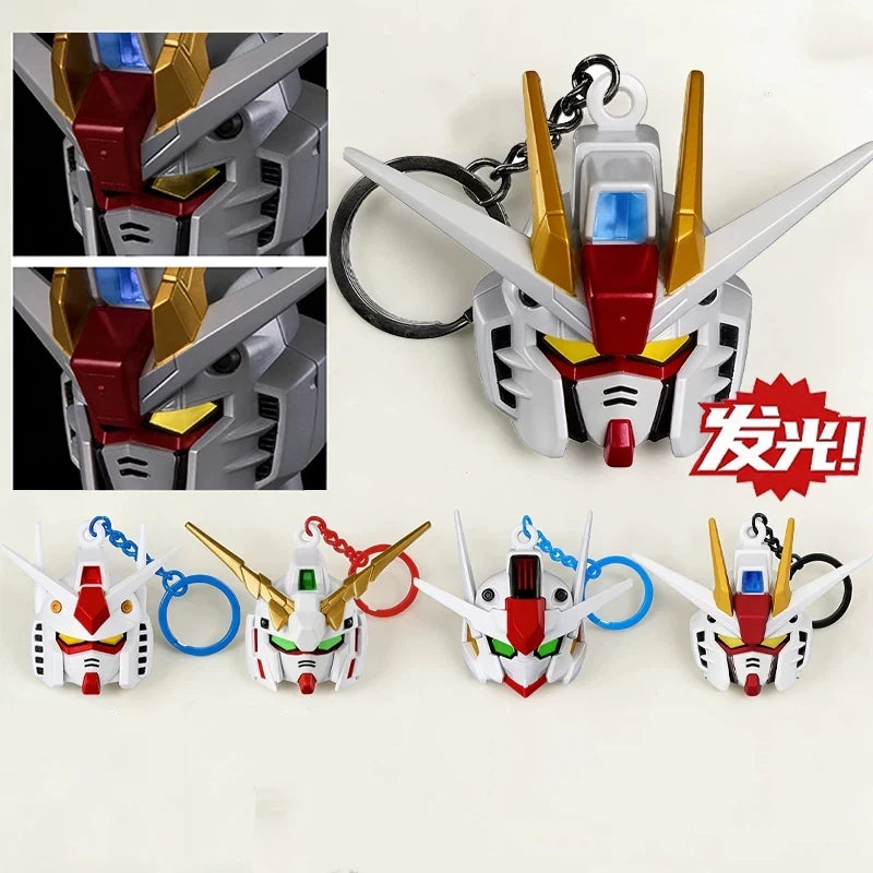 New SD RX-78-2 Luminous Head Keychain Desktop Ornament backpack charm PVC Model Collectible Anime Figure Trendy Toy Gift