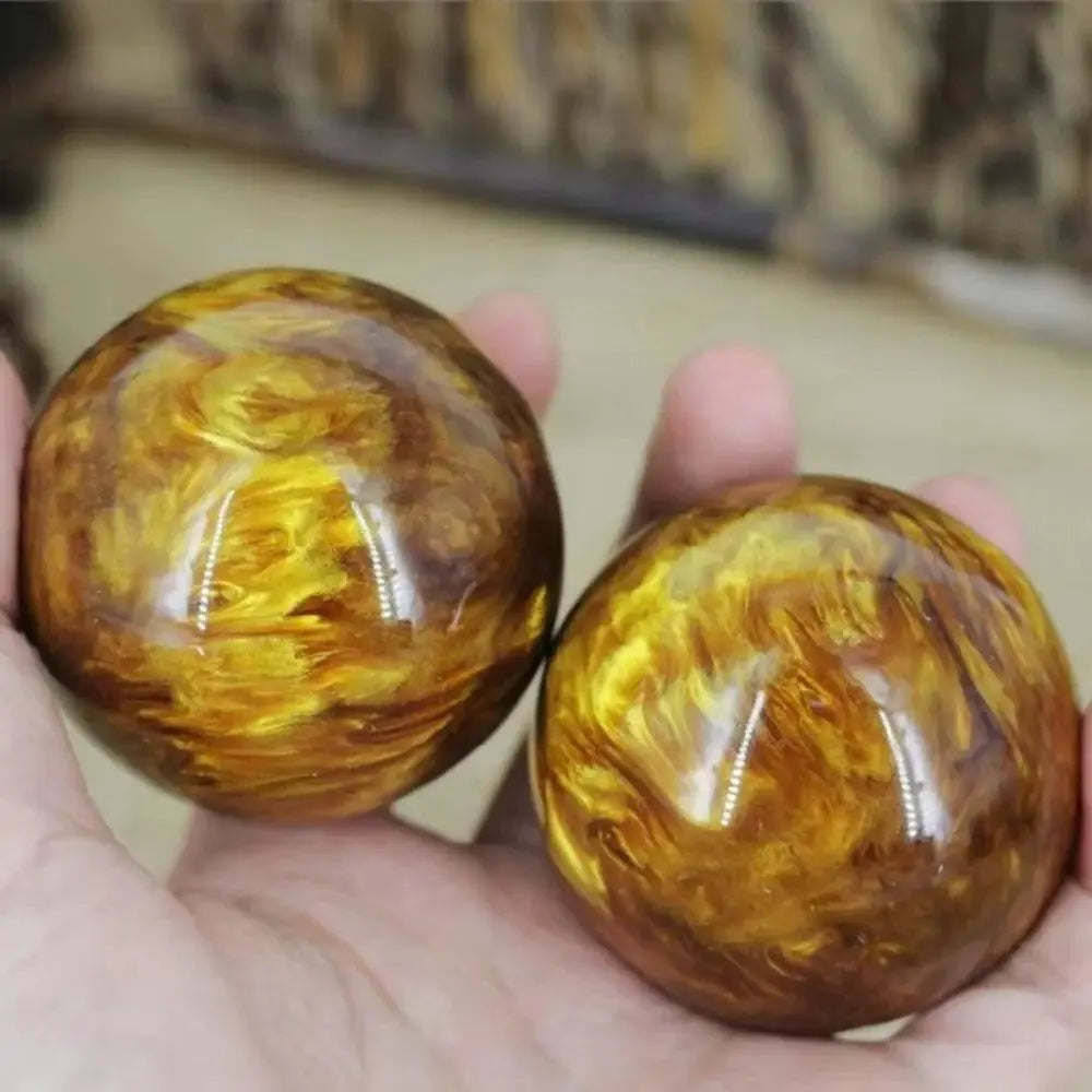 50MM Natural Resin Synthesis Golden Black Coral Sea Willow Beeswax Cure The Handball Ball collectible Gift