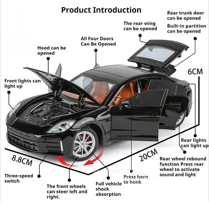 1:24 Panamera Cayenne Alloy Model Diecast Car Miniature Toys Doors Opened Sound Light Pull Back Sports Cars Kids Christmas Gifts