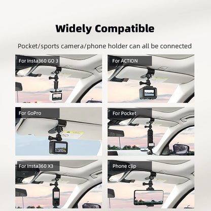 Sun Visor Camera Mount, Universal Car Clip for DJI Pocket, Insta360 X5 Ace Pro 2, GoPro Hero, Action 5 Pro Phone Holder
