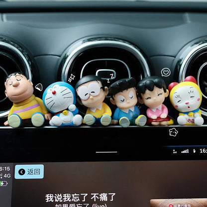 6pcs Doraemon Sleeping Style Shoulder Shoulder Generation Toy Model Display Doll Machine Cat Toy From Japan Collectible Figure
