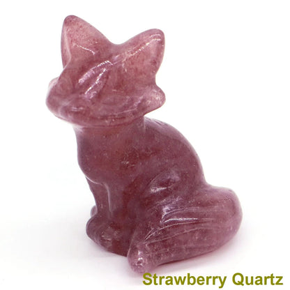 Wholesale Lots 1.5" Fox Statue Natural Stone Crystal Reiki Healing Quartz Gemstone Animal Figurine Crafts Home Decor Gifts