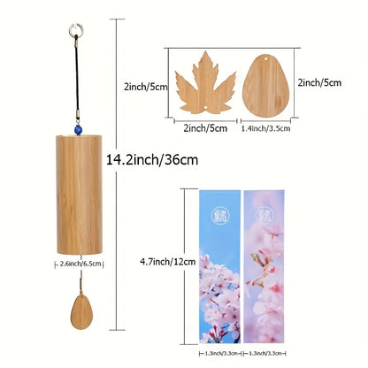 A Bamboo Wind Chime—Ideal for Traditional Chinese Style, Suitable for Retro/Summer Birthday/Hotel/Home/Bedroom/Wedding/Outdoor D