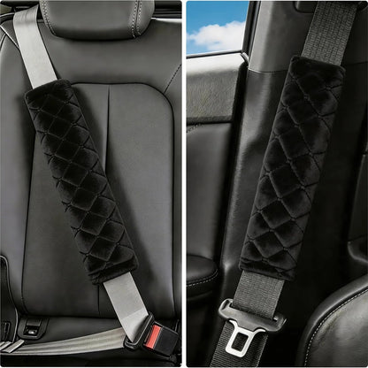 2 Pcs Seat Belt Cover, Soft Shoulder Pad for Comfortable Driving Compatible with All Cars SUV Trucks Backpack Strap Black