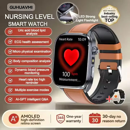 2026 New AI Health Care Accurate detection ECG SmartWatch Blood Pressure lipids Uric Acid Analysis Bluetooth Call Smart Watches
