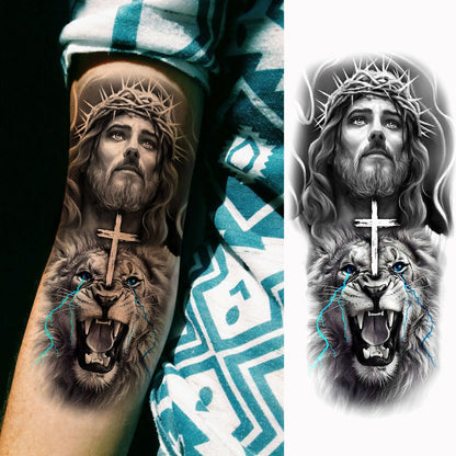 1 Sheets Chicano Prison Gangster Temporary Tattoos For Women Men Adults Fake Tattoo Sticker Water Transfer Self Adhesive Arm Leg