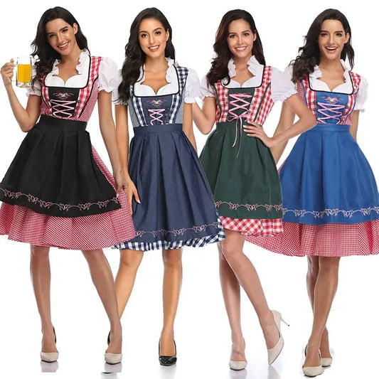 Adult Oktoberfest Dirndl Beer Girl Dress Traditional German Bavaria Beer Girl Dress Party Maid Costume Dress Apron Outfit