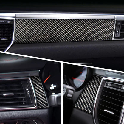 Car Styling For Porsche macan 2014-20 Carbon fiber Center Console Air outlet Dashboard Covers Stickers Interior Auto Accessories