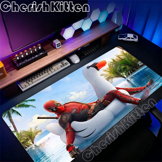 Laptop 900x400 Keyboard Mousepad Anime Marvel Deadpool Mouse Pad Office PC Gamer Cabinet Mouse Mat Extended Desk Mat Cool Carpet
