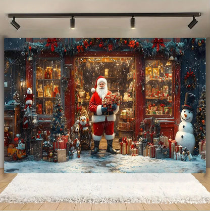 Christmas Glitter Photography Backdrop Street Xmas Gifts Pine Tree Family Portrait Festival Party Studio Photo Background Banner