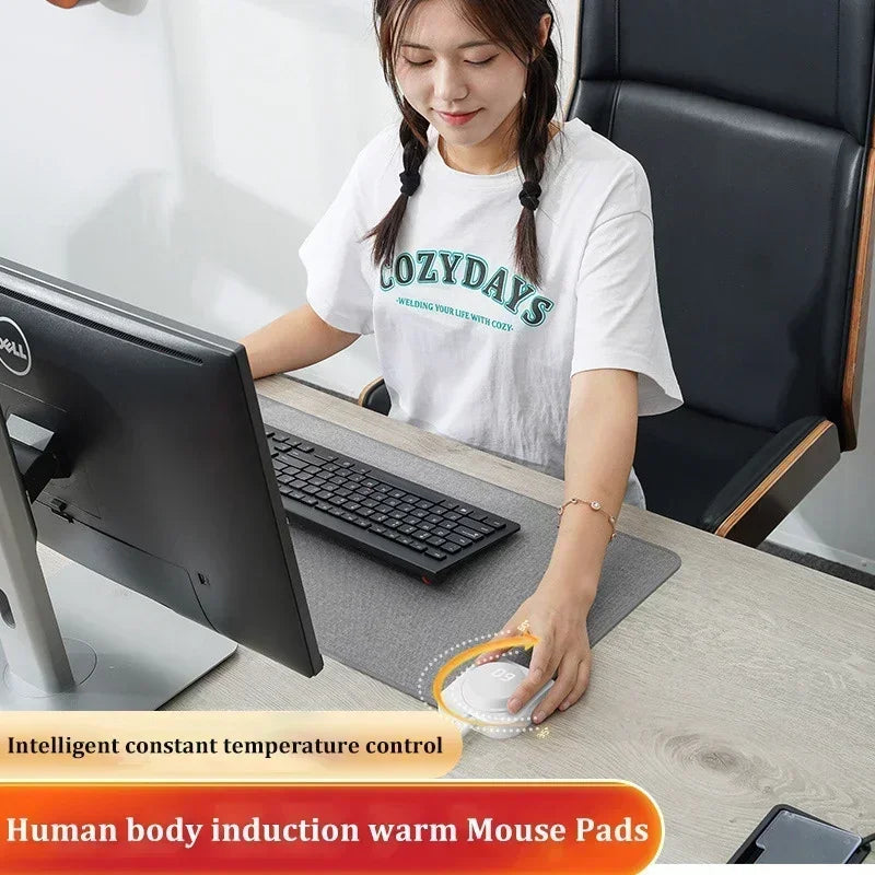 Intelligent Electric Heating Mouse Pad Winter Hand Warmer Computer Desk Heated Mat Office Desk Warming Pad Keyboard Table Mat