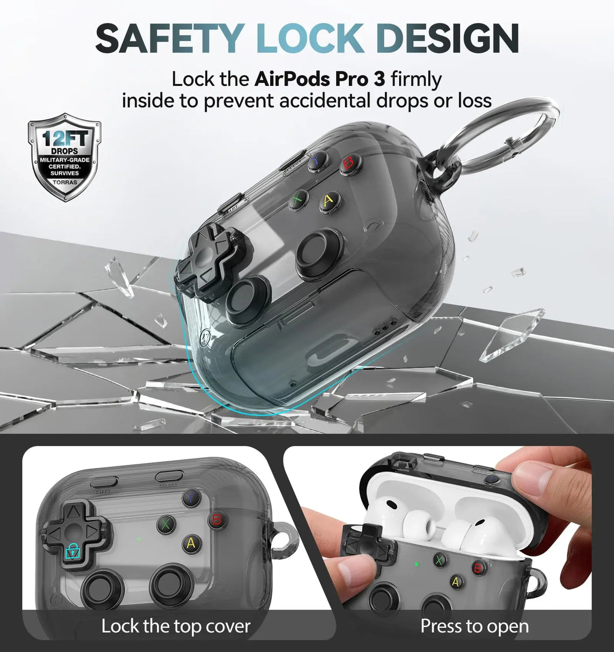 for AirPods Pro 3/Pro 2/Pro/4 Case with Secure Lock Cute 3D Game Player Design Protective Earphone Case Cover for AirPods 4/Pro3
