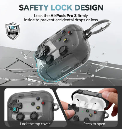 for AirPods Pro 3/Pro 2/Pro/4 Case with Secure Lock Cute 3D Game Player Design Protective Earphone Case Cover for AirPods 4/Pro3