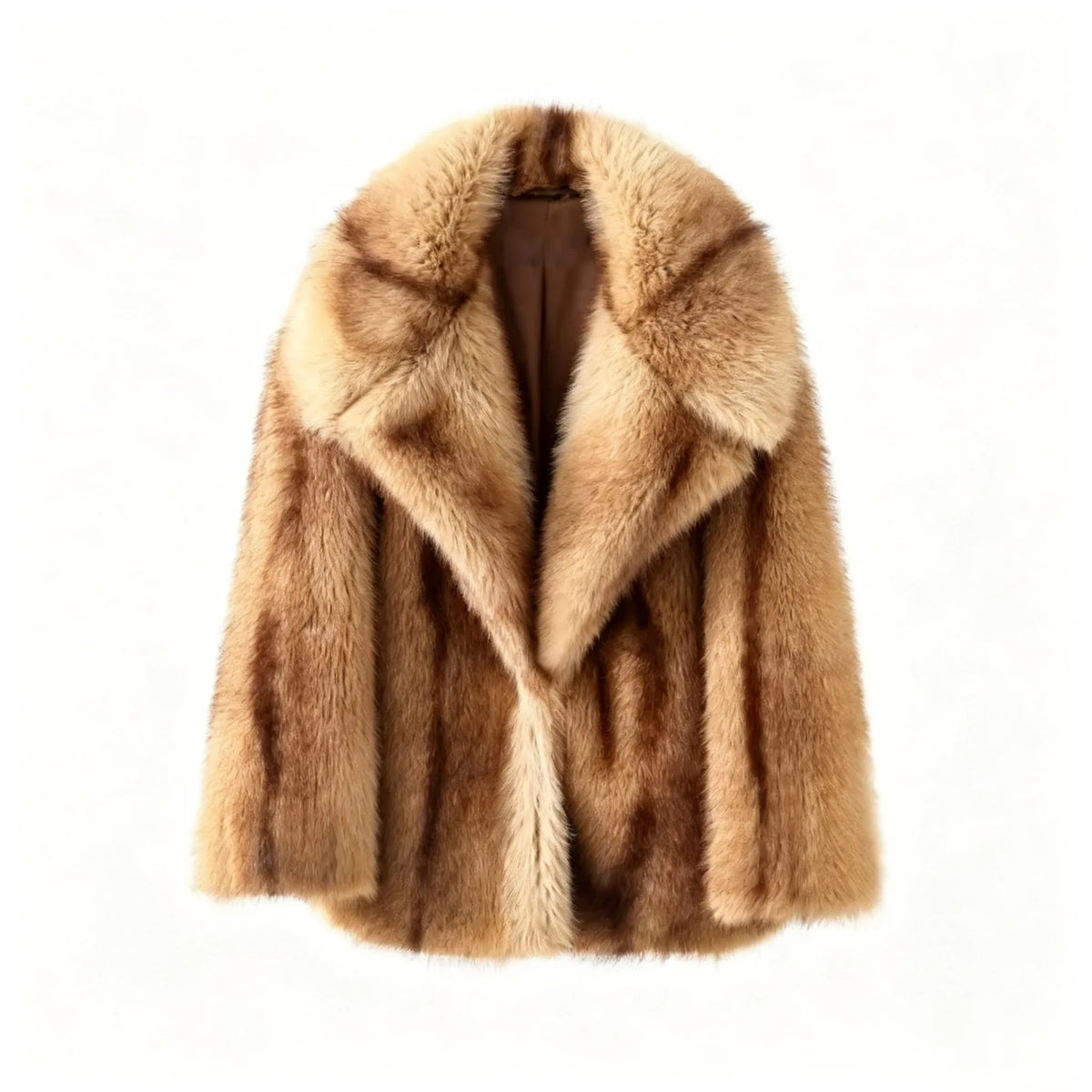 PUAL Luxury Brand Fashion Women Yellow Striped Faux Fur Jacket Coat Chic Girls 2025 Winter Oversized Warm Outerwear Overcoat