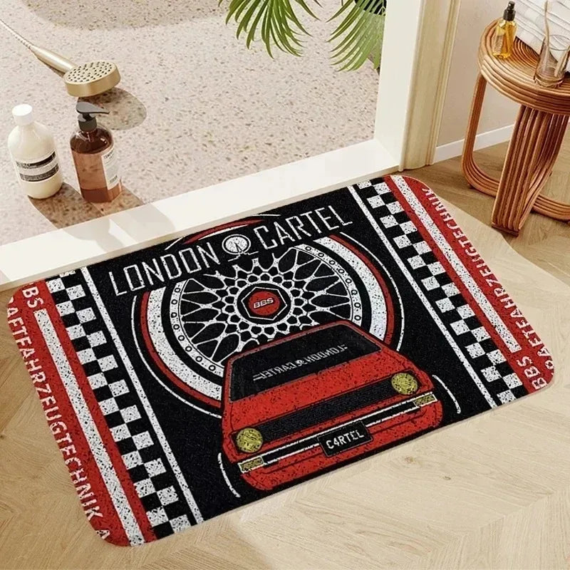VIKAMA BBS Wheel Print Doormat Non-slip Outdoor Entrance Rug Car Hub Floor Mat For JDM Car Lover Home Decor