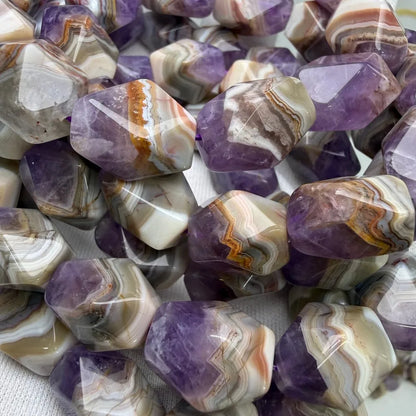 Meihan Top Natural Dunhuang Auralite Amethyst Quartz Bracelet Faceted Irregular  Beads Jewelry Gift Fortune Stone
