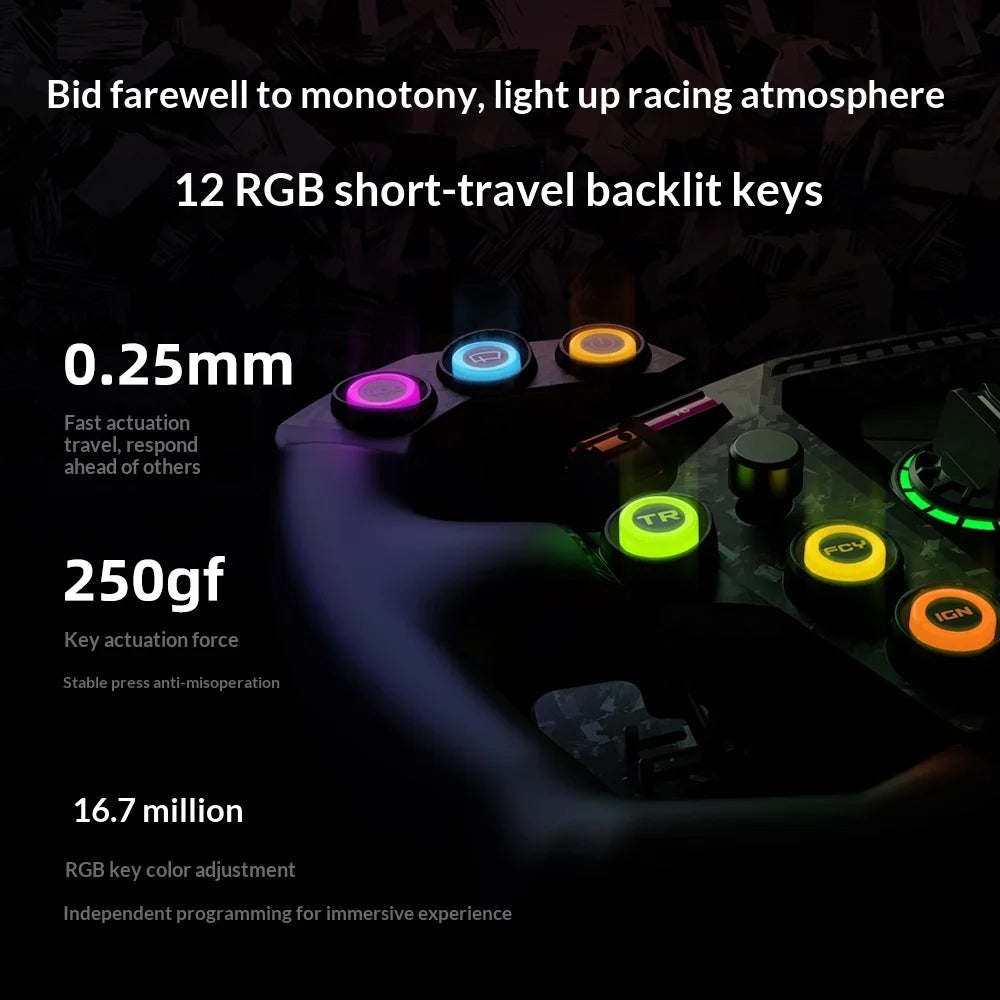 PXN W GTL GT One Racing Simulator Wheel Carbon Fiber Shift Paddle RGB Customizable Keys Quick Detachable Steering Wheel For PC