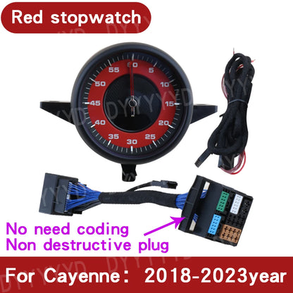For Porsche Cayenne 9Y0 Stopwatch 2018-2023 Interior Dashboard Central Sportchrono Clock Compass Electronic Meter Accessional