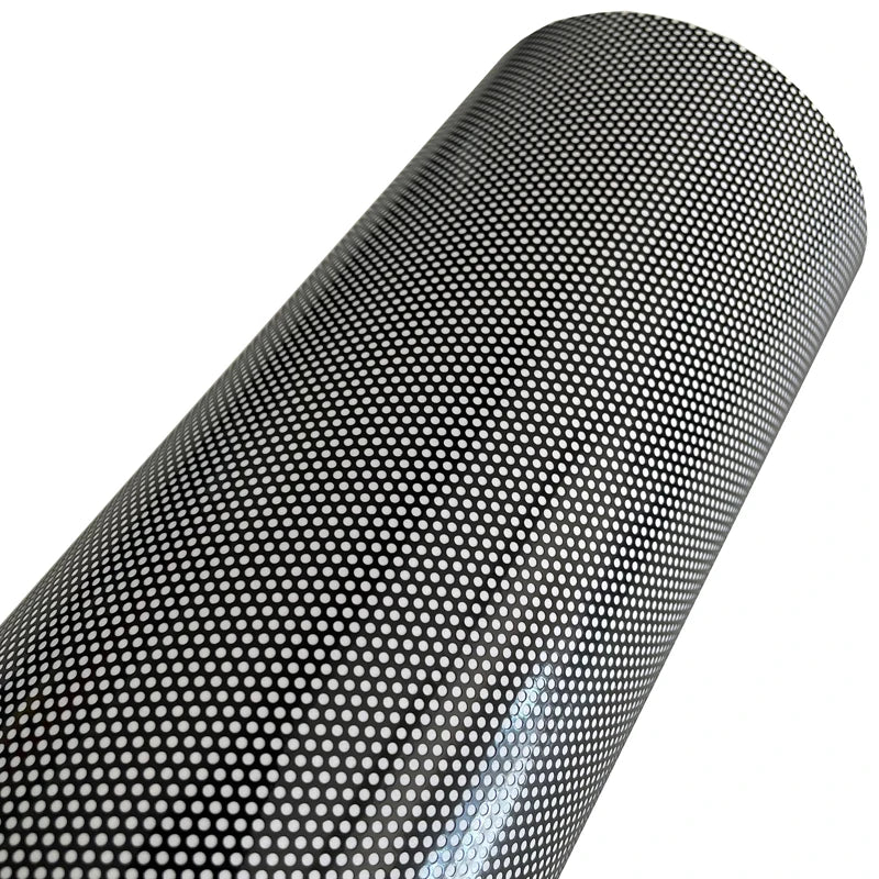 One-Way Perforated Black Vinyl Privacy Window Film Adhesive Glass Wrap Roll