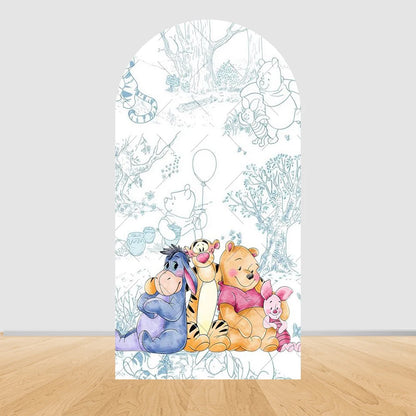 Winnie The Pooh Arch Backdrop Cover Elastic Fabric Newborn Baby Birthday Party Supplies Birthday Party Photo Studio Decoration