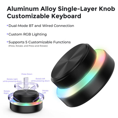 Dual-Layer Knob Wireless Custom Keyboard RGB Custom Control Volume Knob Multimedia Office Craphic Video Audio Editing Artwork