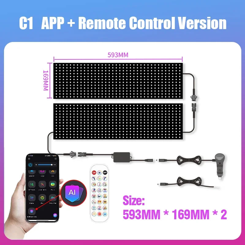 Led Eyes for Truck Led Matrix Panel RGB LED Car Panel DIY Programmable Bluetooth App Control Scrolling Advertising Light
