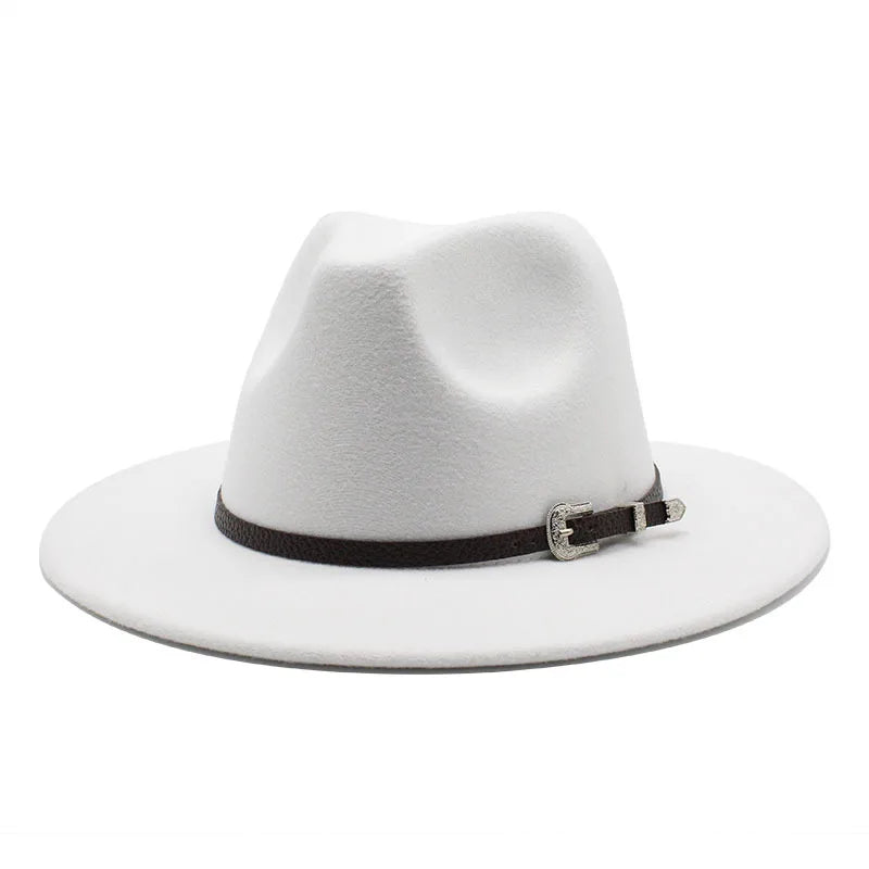 British Style Felt Jazz Fedora Hat 59-61CM Size Panama Trilby Hats for Women Men Gentleman Wedding Party Hat