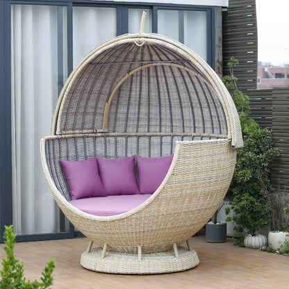 ABB  outdoor rattan bed round bed recliner Internet celebrity bed and breakfast garden hotel villa courtyard sofa