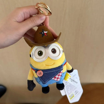 Genuine Cute Little Yellow Minion Bob Backpack Pendant Cartoon Plush Doll Keychain Bag Doll Decoration Birthday Gift