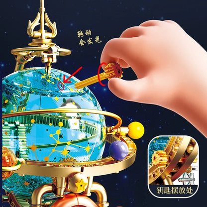 New Retro Rotating Earth Model Building Block Splicing Movable Construction Educational Decoration Ornament Toy Collection Gift