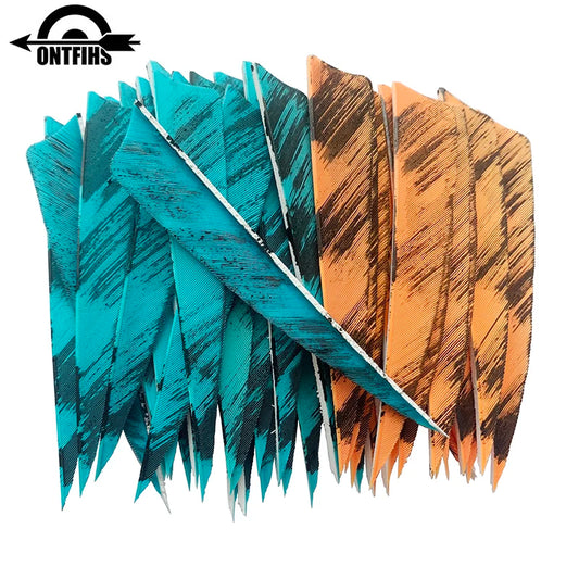 50Pcs ONTFIHS 4Inch Fletching Arrow Shield Cut Turkey Feathers Ink Painting  Archery DIY Accessories Hunting Shooting