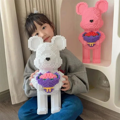 48cm Flower Violent Bear Huge  Building Block  Children's Toys with Small Particles Bricks 3D Model Children's Adult Gift