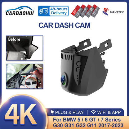 For BMW 2017-2023 G30 G31 G38 G11 G12 G32 M5 F90 5 Series 530i 540i 520i 520d 530d 540d FHD Wifi Car DVR 4K Dash Cam Camera