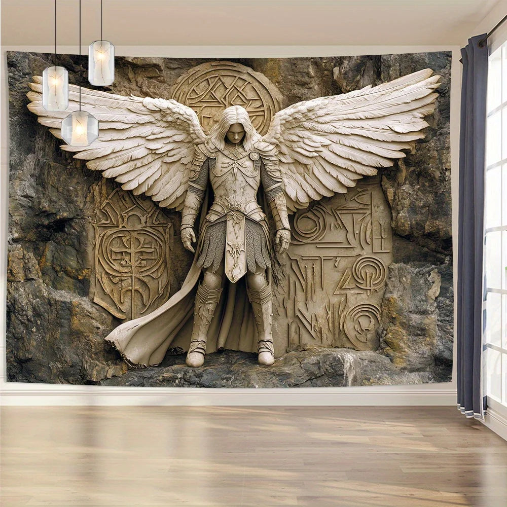 Glam Style 3D Angel Wall Tapestry for Polyester Hanging Decoration for Living Room, Bedroom, Office and Party
