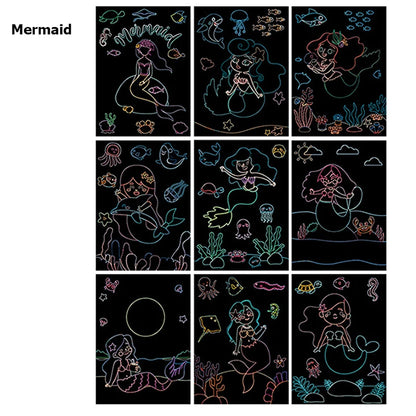 Cartoon Scratch Painting Children Drawing Toys Art Creativity DIY Graffiti Supplies Dazzling Color Scratched Paintbook TMZ