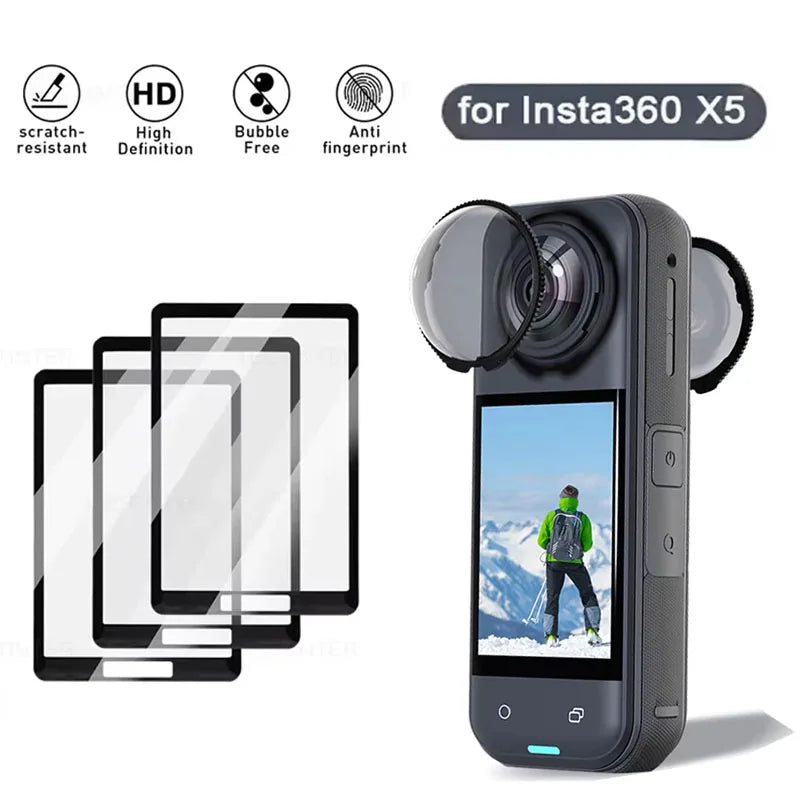 Screen Protector For Insta360 X4 X5 Tempered Glass Film Lens Guard Cap Protective Kit 360°Video Camera Accessores Anti-Scratch