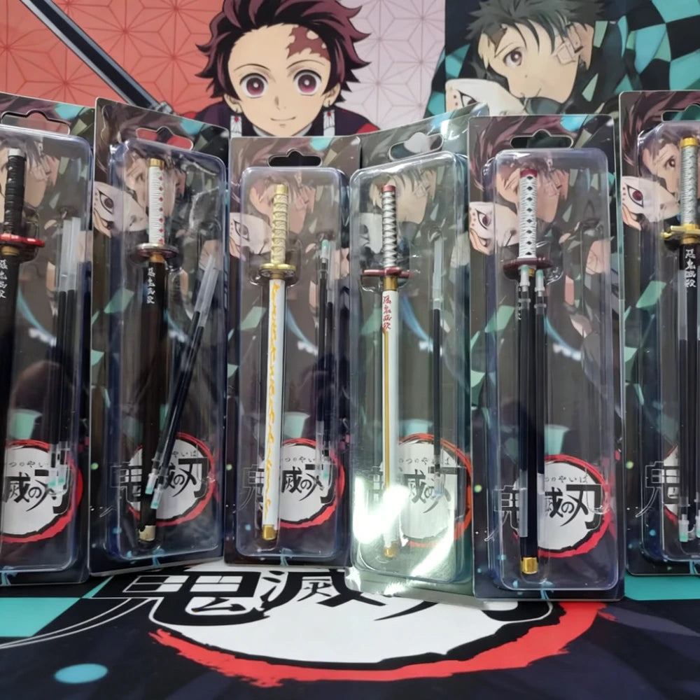 Anime Demon Slayer Nichirin Sword Katana Pen Kimetsu No Yaiba Giyu Refillable Gel Pen for Anime Fans Collection School Supplies