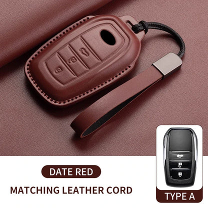 New Leather Car Remote Key Case Cover Shell For Toyota Prius Camry Corolla Avalon CHR RAV4 Land Cruiser Prado Keyless Key Fob