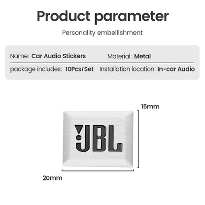 10Pcs 3D Aluminum JBL Car Audio Badge Sticker Car Hi-Fi Speaker Audio Emblem Stickers Auto Logo Decal Accessories for BMW KIA