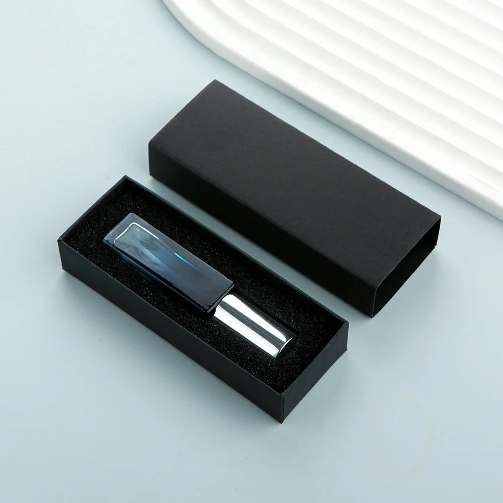 10PCS 10ml Blue Gradient Perfume Bottle Square Glass Spray Bottle with Box Travel Portable Sample Fragrance Atomizer
