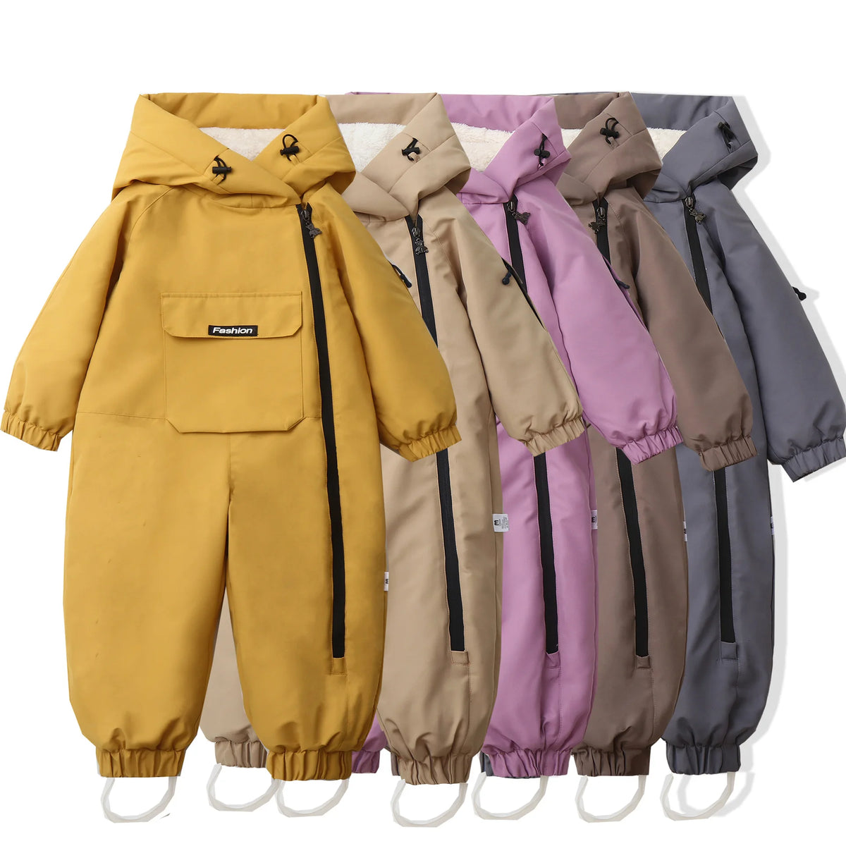 LILIIGIRL 2025 Winter Baby  Clothes Warm Fur Lining Boys Snowsuit Windy Proof Baby Ski Rompers Kids Girls Jumpsuits  2-5Y